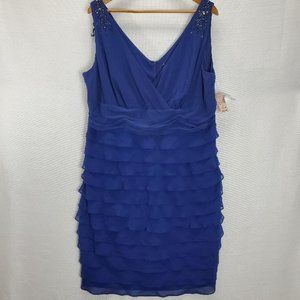 Dress Barn Dress Womens Sz 18W V-Neck Ruched Ruffle Embellished Wedding Formal